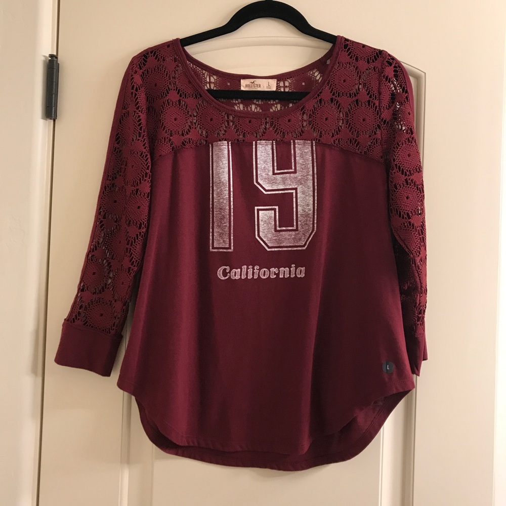 Hollister Maroon 3/4 Sleeve Shirt
